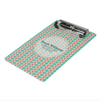 Turquoise Teal Orange Modern Aztec Custom Name Mini Clipboard