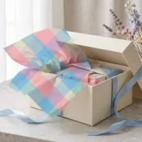 Retro Pastel Argyle Pink Blue Diamond Checkerboard Tissue Paper