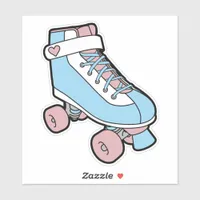 Retro Pastel Pink Blue Girly Cartoon Roller Skate Sticker