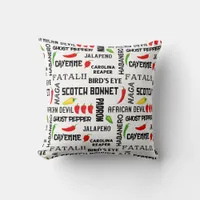 Chili Pepper Names Pattern | Jamaican Cooking Throw Pillow