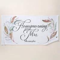 Honeymoon Beach - Watercolor Eucalyptus Beach Towel