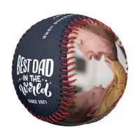 "Best Dad In The World" 2-Photo Personal Message Baseball