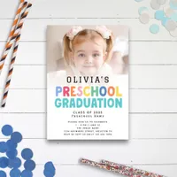 Colorful Text Photo Preschool Graduation  Invitation