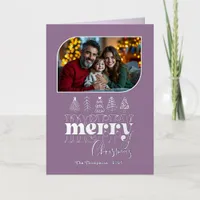 Romantic Luxe Hand Drawn Merry Christmas Photo Foil Holiday Card