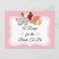 Pink and Rose Gold Blush Pink Recipe Card