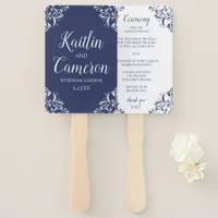 Wedding Program Fan | Nadine (Navy Blue) 4x6