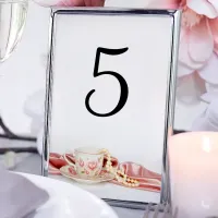 Pink Floral Tea Cup with Pearls Wedding Table Number