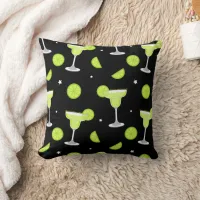 Margarita Cocktail Green Black Throw Pillow