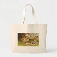 Vintage German Easter Card Large Tote Bag