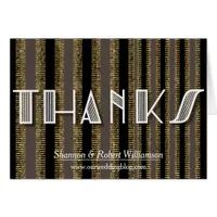 Rustic Art Deco Black Gold Thank You Card