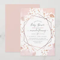 Rose Gold and Blush Pink Geometric Baby Shower Invitation