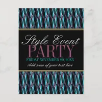 Teal Pink Pattern Office Party Invitation Cards