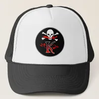 Jolly Roger K Monogram Initial Trucker Hat