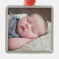 Baby Photo My First Christmas Keepsake Metal Ornament