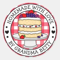 Made with Love, Homemade Layered Cake Classic Round Sticker