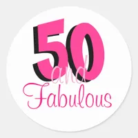 Funky Hot Pink 50 and Fabulous Birthday Classic Round Sticker