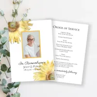 Yellow Sunflowers Funeral Memorial Service Program