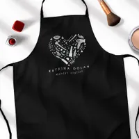Silver Salon Heart Stylist Personalized Name Apron