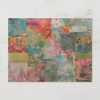 Colorful Abstract Mixed Media Collage Postcard