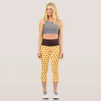 Red Heart Girly Fun Balloon Pattern Yellow Chic Capri Leggings