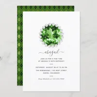 Green Emerald Mardi Gras  Birthday Party Invitation