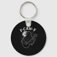F Caw F Funny Crow Guitar Halloween Vintage Style Keychain