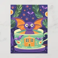 Cute Bat in a Halloween Teacup Postcard