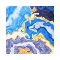 Beautiful Blue, Gold and White Swirls like Water  Metal Print