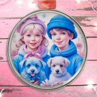 Vintage Little Children Christmas Personalized Metal Ornament