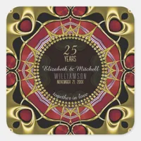 Black+Gold & Red Exotic Gothic 5 Years Anniversary Square Sticker