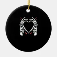 Skeleton Hand Heart Valentines Day Funny Couple Ceramic Ornament