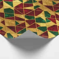 Stained Glass Style Christmas Red Green Gold  Wrapping Paper