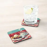 Mixed Berry Pie, Ice Cream and Coffee Beverage Coaster