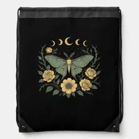 Flowers Goblincore Moth And Butterfly Cottagecore  Drawstring Bag