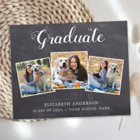 Budget Chalkboard 3 Photo Graduation Invitation