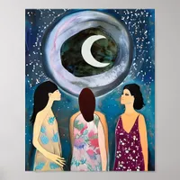 Mystical Art | Women Looking at the Moon Poster