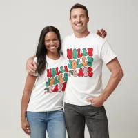 Holly Jolly Babe Retro Groovy Christmas Holidays Tri-Blend Shirt