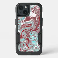 Teal, Burgundy, Red and White Marble Swirls   iPhone 13 Case