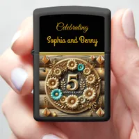 Golden Harmony: Fifth Anniversary Floral Design Zippo Lighter