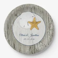 Rustic Beach Driftwood Sand Dollar Wedding  Paper Plates