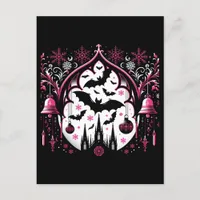 Gothic Pink and Black Christmas Bats Postcard