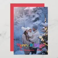 Rainbow Merry & Bright Christmas Photo Holiday Card