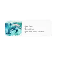 Dolphin Under the Sea Coastal Beach Label