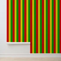 Jamaican Rasta Colored Stripes Patterned Wallpaper