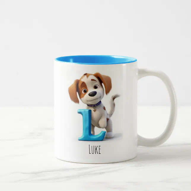 Letter L Dog Alphabet Monogram Coffee Mug