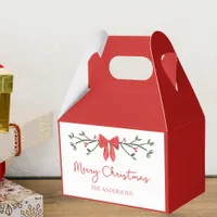 Personalized Merry Christmas Coquette Bow Trendy Favor Boxes