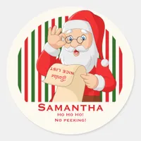 Sealed by Santa Nice List No Peeking Christmas  Classic Round Sticker