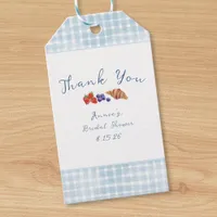 Dusty Blue Gingham Brunch Bridal Shower Thank You Gift Tags