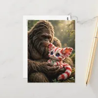 Sasquatch and a Cute Little Mythical Pet Postcard