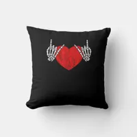 Skeleton Hand Heart And Roll, Valentines Halloween Throw Pillow